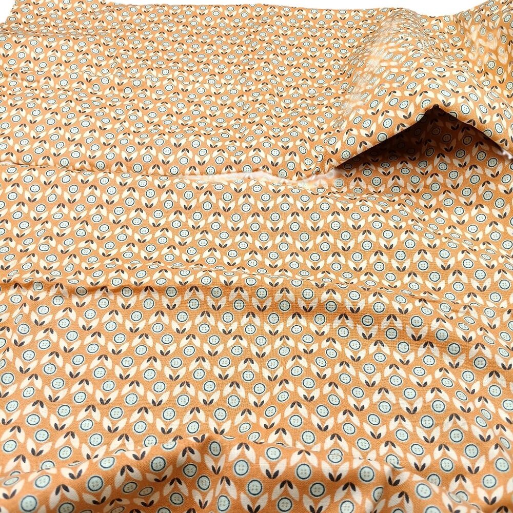 Jo-Ann 2 Yards Orange & Blue Cotton Fabric With Retro Circular Pattern